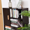 Open Bookcase Shelves Unit Storage Cabinet Wooden Display w/ Two Doors