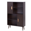 Open Bookcase Shelves Unit Storage Cabinet Wooden Display w/ Two Doors