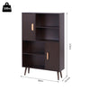 Open Bookcase Shelves Unit Storage Cabinet Wooden Display w/ Two Doors