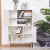 Open Bookcase Shelves Unit Storage Cabinet Wooden Display w/ Two Doors