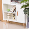 Open Bookcase Shelves Unit Storage Cabinet Wooden Display w/ Two Doors