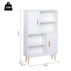 Open Bookcase Shelves Unit Storage Cabinet Wooden Display w/ Two Doors