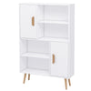 Open Bookcase Shelves Unit Storage Cabinet Wooden Display w/ Two Doors