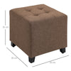 Tufted Ottoman Linen-Touch Fabric Upholstered Footstool Footrest Coffee Table