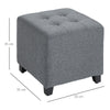 Tufted Ottoman Linen-Touch Fabric Upholstered Footstool Footrest Coffee Table