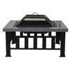 Fire Pit Heater Square Table Patio Backyard Metal Black φ81cm Outdoor