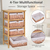 3/4 Drawer Dresser Wicker Storage Shelf Unit Wooden Home Organisation Natural