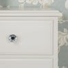 Romance Tallboy. White narrow chest with 5 drawers and crystal handles.ASSEMB