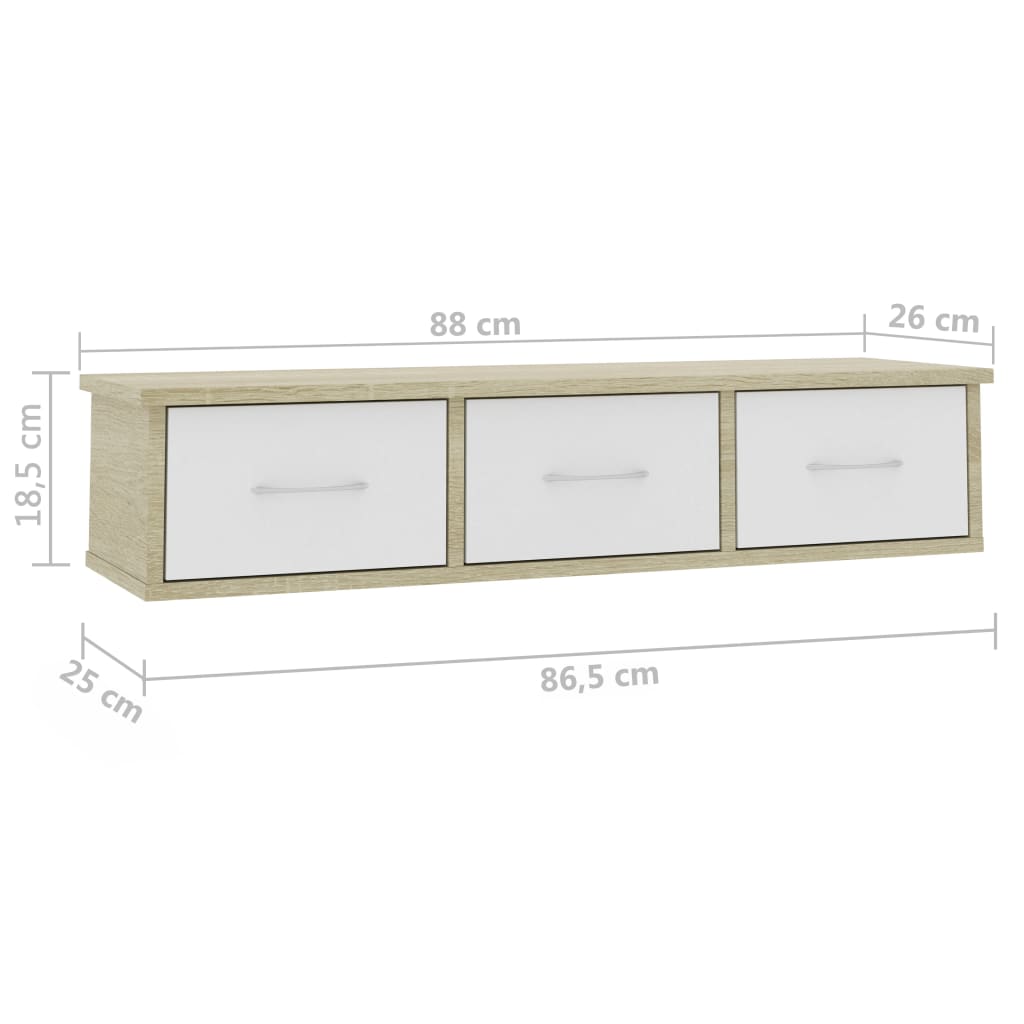 Wall-mounted Drawer Shelf Engineered Wood Wall Cabinet Multi Colours vidaXL