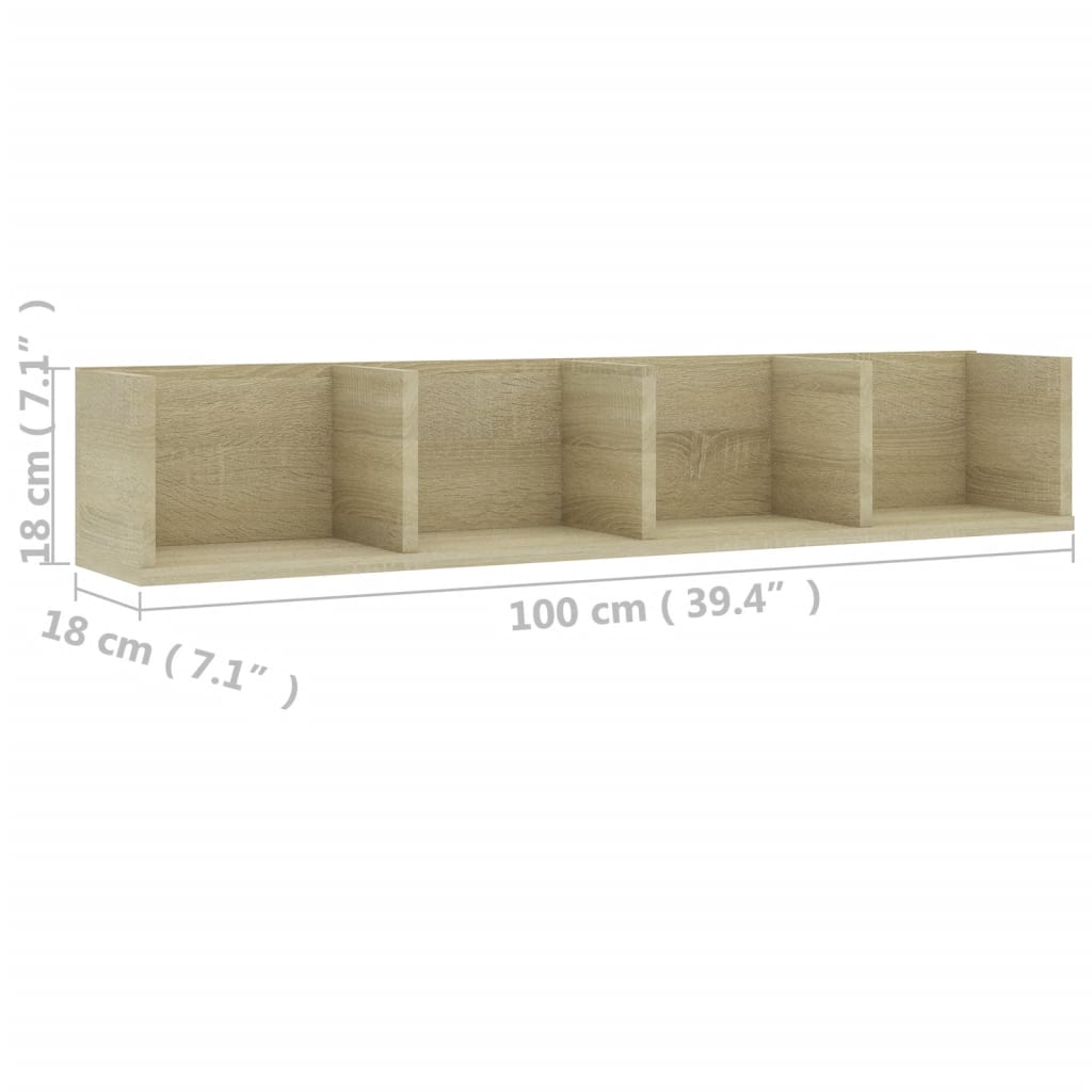 CD Wall Shelf 100cm Engineered Wood Living Room Cabinet Multi Colours vidaXL