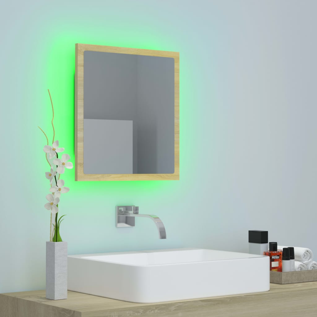 LED Bathroom Mirror Toilet Wall Mirror Engineered Wood Multi Colours vidaXL