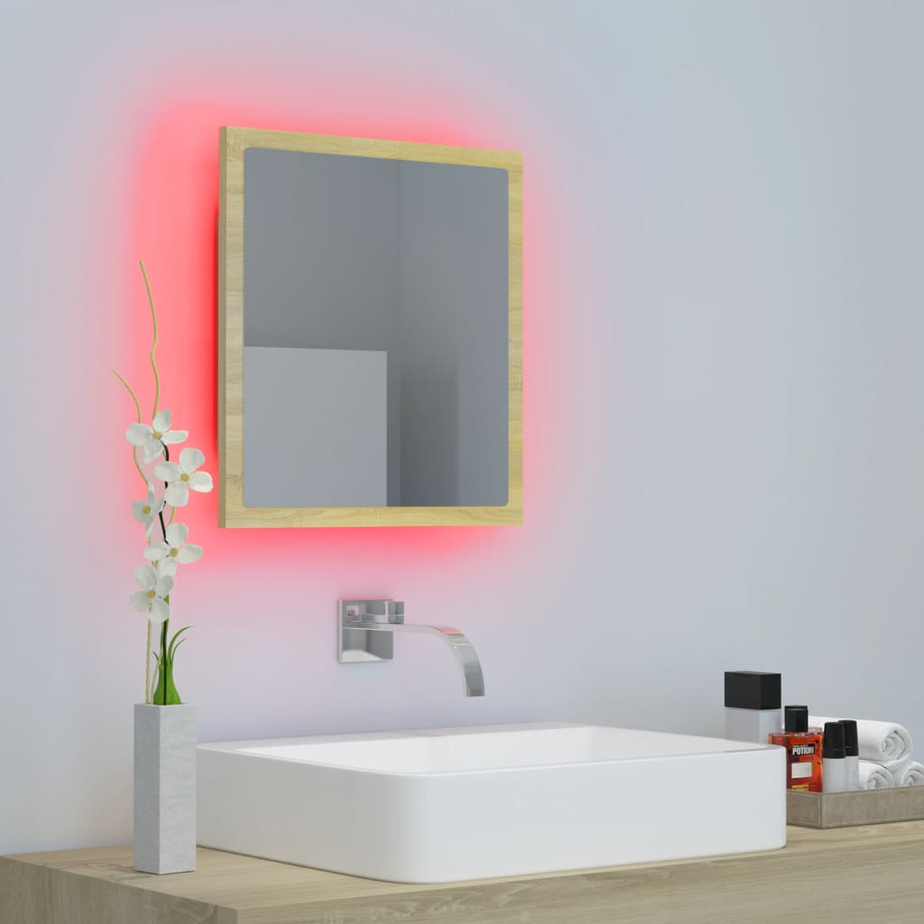 LED Bathroom Mirror Toilet Wall Mirror Engineered Wood Multi Colours vidaXL