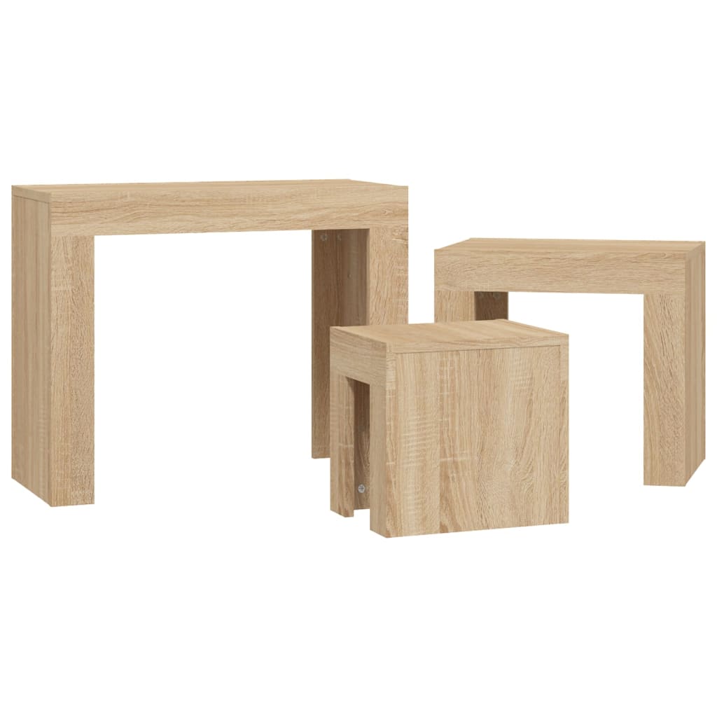 3x Nesting Coffee Tables Engineered Wood Table Furniture Multi Colours vidaXL