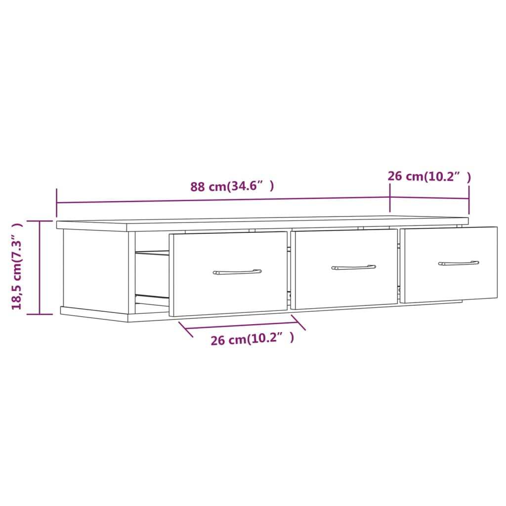 Wall-mounted Drawer Shelf Engineered Wood Wall Cabinet Multi Colours vidaXL