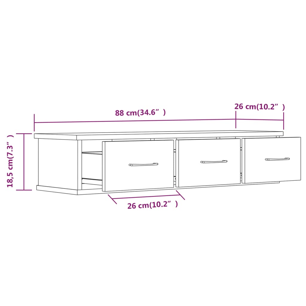 Wall-mounted Drawer Shelf Engineered Wood Wall Cabinet Multi Colours vidaXL
