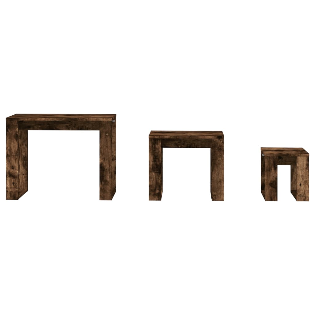 3x Nesting Tables Engineered Wood End Side Nest of Table Multi Colours vidaXL