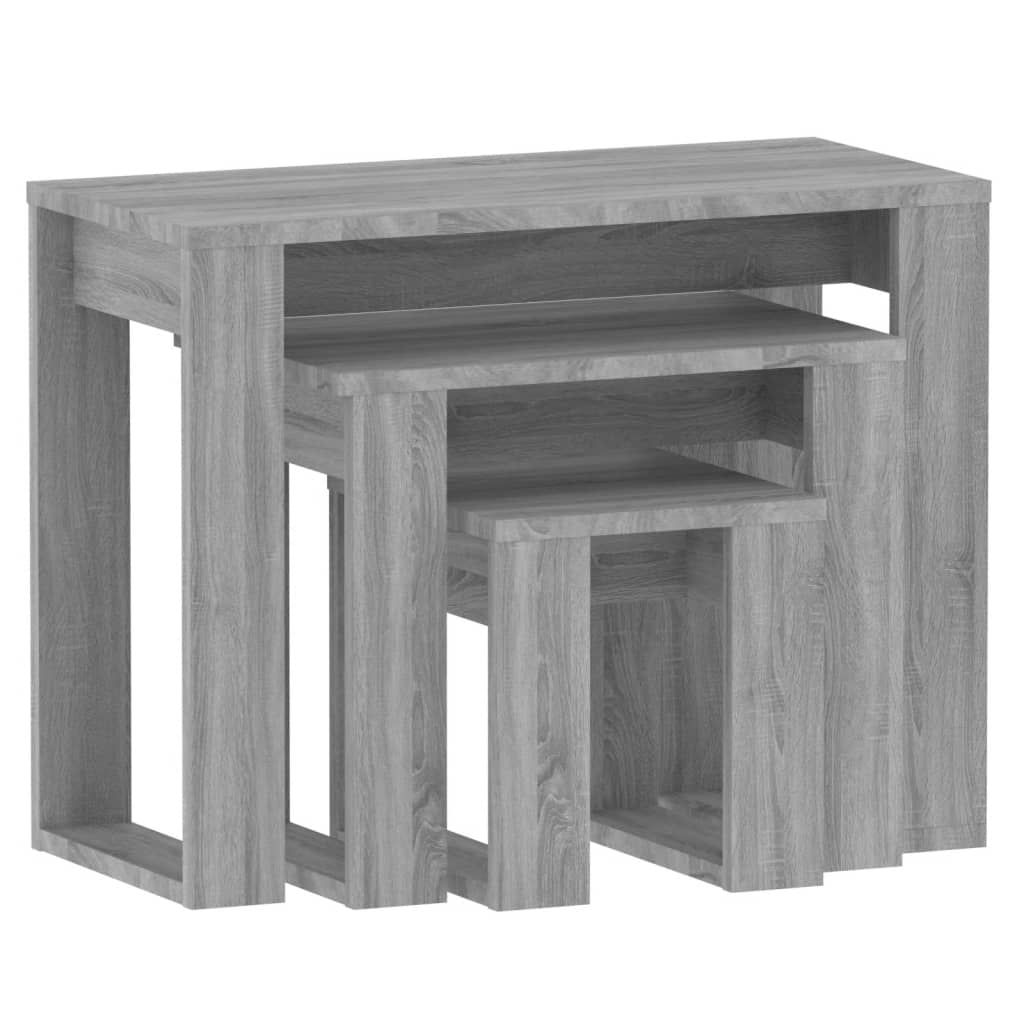3x Nesting Tables Engineered Wood End Side Nest of Table Multi Colours vidaXL