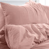 Washed Linen Duvet Cover with Pillowcase Bedding Set Grey Ochre Blush