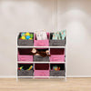 Wooden Storage Unit With 9 Baskets Toy Organiser Storage Unit Non Woven Baskets