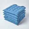 Dining Chair Seat Pads 100% Cotton Square Thick Booster Cushion Plain with Strap