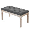 Accent Bench Tufted Upholstered Foot Stool Linen-Touch Ottoman for Bedroom