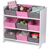 Wooden Storage Unit With 9 Baskets Toy Organiser Storage Unit Non Woven Baskets