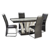 Marble Effect MDF Dining Table with 6 chairs in Black-white, Full black, Brown