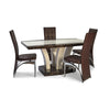 Marble Effect MDF Dining Table with 6 chairs in Black-white, Full black, Brown