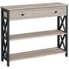 Industrial Console Table with Drawer & 2 Open Shelves Versatile Entryway Table