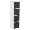 4 Tier White Bookcase Wooden Display Shelving Unit & Fabric Storage Box