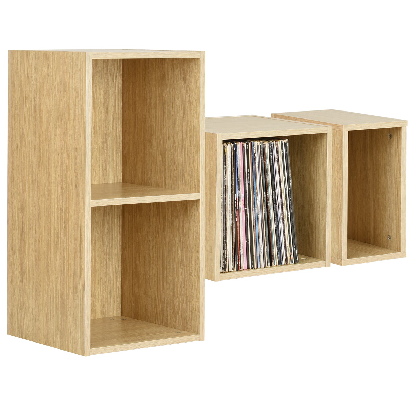 Oak Vinyl Lp Music Record Storage Box Cube 12" Case Dj Studio Cabinet