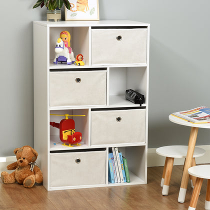 Hartleys White Cube Kids Storage Unit & Fabric Drawers Childrens Childs Bedroom