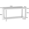 3 4 5 6ft Steel Catering Prep Tables w/ Extra Top Shelf Kitchen Dissecting Bench