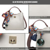 Ladies Designer Bucket Bag With Scarf Women Faux Leather Shoulder Handbag
