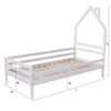 THEO KIDS WOODEN HOUSE TREEHOUSE SINGLE BED FRAME - WHITE/GREY - TRUNDLE OPTION