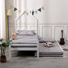 THEO KIDS WOODEN HOUSE TREEHOUSE SINGLE BED FRAME - WHITE/GREY - TRUNDLE OPTION
