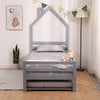 THEO KIDS WOODEN HOUSE TREEHOUSE SINGLE BED FRAME - WHITE/GREY - TRUNDLE OPTION