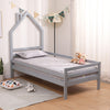 THEO KIDS WOODEN HOUSE TREEHOUSE SINGLE BED FRAME - WHITE/GREY - TRUNDLE OPTION