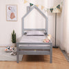 THEO KIDS WOODEN HOUSE TREEHOUSE SINGLE BED FRAME - WHITE/GREY - TRUNDLE OPTION