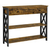Industrial Console Table with Drawer & 2 Open Shelves Versatile Entryway Table