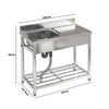 Catering Sink Stainless Steel Commercial Kitchen Wash Sinks w/Shelf/Backsplash