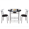 Dining Table and 2 Chairs Set Metal Frame Kitchen Black/Brown/Wo