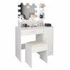 Dressing Table Stool Set with LED Mirror Cabinet Drawer Shelves Makeup Table