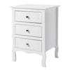 Bedside Table Nightstand of 3 Drawers Large End Table Bedroom Cabinet White