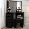 Corner Dressing Table 3 Mirror 5 Drawers Desk Set & Small Stool Black White Grey