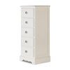 Romance Tallboy. White narrow chest with 5 drawers and crystal handles.ASSEMB