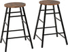 ATHENS 2X BREAKFAST PAIR OF BAR STOOLS SEAT HIGH CHAIR ACACIA & CONCRETE EFFECT