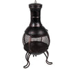 Steel Chiminea Large Fire Pit Garden Outdoor Patio BBQ Heater 110cm Black & Gold
