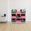 Wooden Storage Unit With 9 Baskets Toy Organiser Storage Unit Non Woven Baskets