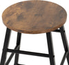 ATHENS 2X BREAKFAST PAIR OF BAR STOOLS SEAT HIGH CHAIR ACACIA & CONCRETE EFFECT